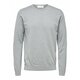 Pamučni pulover Selected Homme za muškarce, boja: siva, lagani - siva. Pulover iz kolekcije Selected Homme. Model s okruglim izrezom, izrađen od glatkog pletiva.