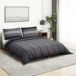 Set posteljine za poplun tamnosivi 220 x 240 cm pamučni