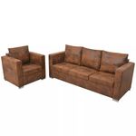 vidaXL 2-dijelni set sofa od umjetne brušene kože (244701+244703)