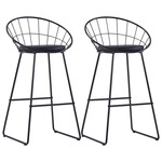 vidaXL Barske stolice sa sjedalima od umjetne kože 2 kom crne čelične