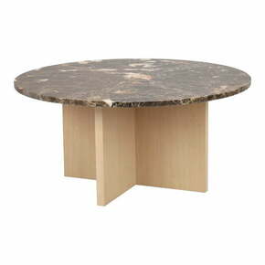 Smeđi mramorni okrugli stolić za kavu 90x90 cm Brooksville - Rowico