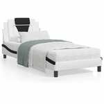 vidaXL Okvir kreveta s LED svjetlom bijelo-crni 90x200 cm umjetna koža