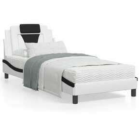 VidaXL Okvir kreveta s LED svjetlom bijelo-crni 90x200 cm umjetna koža