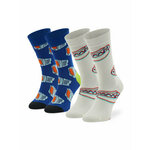 Set od 2 para unisex visokih čarapa Happy Socks XTDS02-6500 Bijela