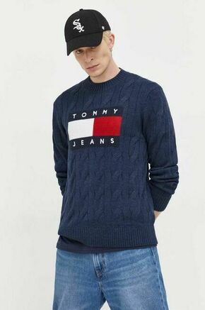 Tommy Jeans Pulover mornarsko plava / tamno plava / crvena / bijela