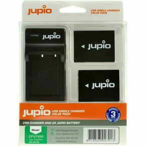 Jupio KIT 2x Battery NP-W126 + USB Single Charger komplet punjač i dvije baterije za Fujifilm FinePix T500