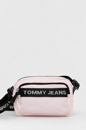 Torba Tommy Jeans boja: ružičasta - roza. Mala torba iz kolekcije Tommy Jeans. na kopčanje model izrađen od tekstilnog materijala. Lagan i udoban model idealan za svakodnevno nošenje.