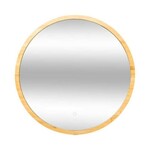 Five zidno okruglo ogledalo LED, 57x3x57 cm, bambus