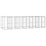 vidaXL Vanjski kavez za pse od pocinčanog čelika s krovom 14,52 m²