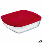 Pravokutna Kutija za Ručak s Poklopcem Ô Cuisine Cook&amp;store Ocu Crvena 2,5 L 28 x 20 x 8 cm Silikon Staklo (5 kom.) , 6190 g
