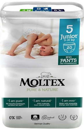 MOLTEX Natahovací plenkové kalhotky Moltex Pure &amp; Nature Junior 9-14 kg (20 ks)
