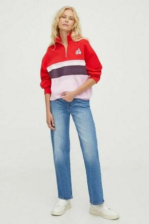 LEVI'S ® Sweater majica 'Graphic Cb Rue 1/4 Zip' ljubičasta / svijetloroza / crvena / bijela