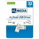 USB stick MyMedia 3.2 Gen1 #69269, 32 GB, Dual USB-A / USB-C, metalni