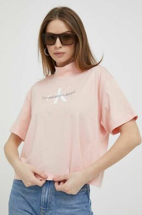 Calvin Klein Jeans Majica puder roza / crna / bijela