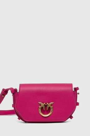 Kožna torba Pinko boja: ljubičasta - roza. Mala torba iz kolekcije Pinko. Model na kopčanje