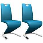vidaXL Blagovaonske stolice cik-cak oblika od umjetne kože 2 kom plave