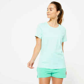 Majica kratkih rukava za fitnes Essentials 500 Regular ženska pastelno zelena