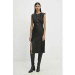 Kožna haljina Bruuns Bazaar SoftBBAgathea leather dress boja: crna, mini, uska, BBW4183