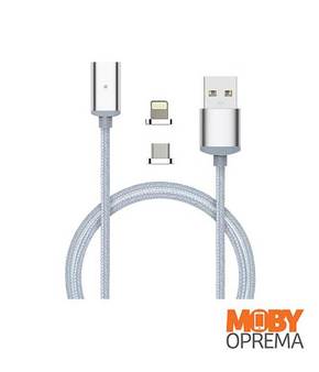 USB kabel magnetski za android i apple srebrni