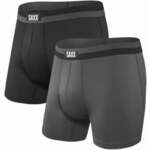 SAXX Sport Mesh 2-Pack Boxer Brief Black/Graphite M Donje rublje za fitnes