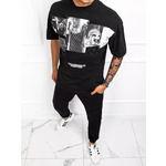T-shirt męski z nadrukiem czarny Dstreet crna i337_41346