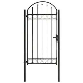 Vrata za ogradu s lučnim vrhom čelična 100 x 250 cm crna