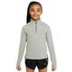 Majica kratkih rukava za djevojčice Nike Kids Dri-Fit Long Sleeve 1/2 Zip Top - dark grey heather/white