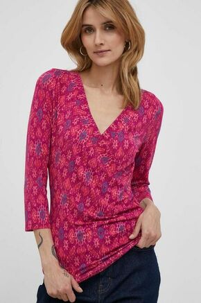 Majica dugih rukava Lauren Ralph Lauren boja: ružičasta - roza. Majica dugih rukava iz kolekcije Lauren Ralph Lauren izrađena od pletiva s uzorkom. Model izrađen od izuzetno ugodnog materijala s visokim udjelom viskoze.
