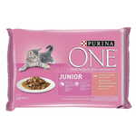 Purina ONE Junior mini vrećice za mačke, mini fileti s lososom i mrkvom u soku, 48 x 85 g