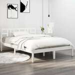 Okvir za krevet od masivnog drva bijeli 135x190 cm bračni
