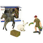 Animal Figurine Set Horse Grey Hare Farmer