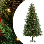 vidaXL Božićno drvce s LED svjetlima i šiškama zeleno 225 cm PVC i PE