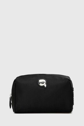 Kozmetička torbica Karl Lagerfeld boja: crna - crna. Srednje veličine kozmetička torbica iz kolekcije Karl Lagerfeld. Model izrađen od tekstilnog materijala.