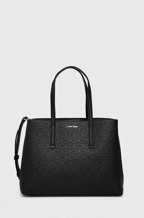Torba Calvin Klein boja: crna - crna. Srednje veličine torba iz kolekcije Calvin Klein. na kopčanje izrađen od ekološke kože.