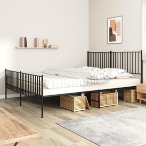 VidaXL Metalni okvir kreveta uzglavlje i podnožje crni 183x213 cm
