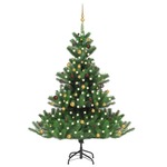 vidaXL Umjetno božićno drvce kavkaska jela LED i kuglice zeleno 210cm