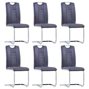 Konzolne blagovaonske stolice sive 6 kom umjetna brušena koža