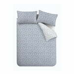 Bijela/plava pamučna posteljina za krevet za jednu osobu 135x200 cm Shadow Leaves – Bianca
