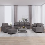 4-dijelni set sofa s jastucima sivi od umjetne kože