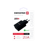 Swissten punjač za ac220, 2xusb, 2.1a, smart ic, crni + lightning mfi kabel