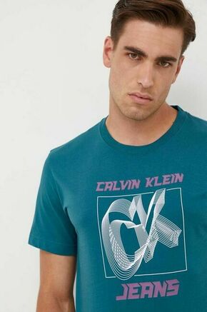 Calvin Klein Jeans Majica petrol / orhideja bijela / bijela