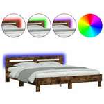 vidaXL Okvir za krevet s uzglavljem i LED boja hrasta 180x200 cm