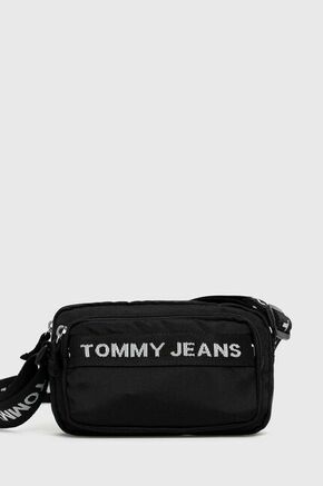 Torba Tommy Jeans boja: crna - crna. Mala torba iz kolekcije Tommy Jeans. na kopčanje model izrađen od tekstilnog materijala. Lagan i udoban model idealan za svakodnevno nošenje.