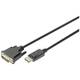 Digitus DVI / DisplayPort priključni kabel DisplayPort utikač 3 m crna DB-340301-030-S dvostruko zaštićen, standardni HDMI, podržava HDMI, sa zaštitom DisplayPort kabel