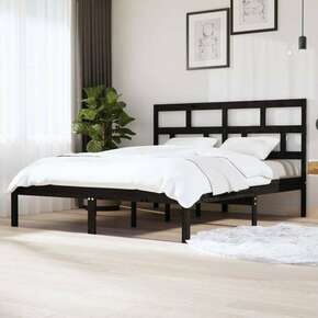 Okvir za krevet od masivne borovine crni 160 x 200 cm