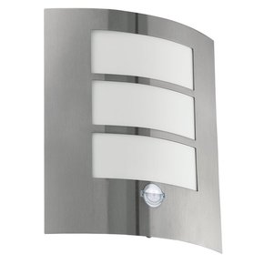 EGLO 88142 | City Eglo zidna svjetiljka sa senzorom 1x E27 IP44 plemeniti čelik
