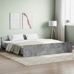 Okvir kreveta s uzglavljem i podnožjem boja betona 200x200 cm