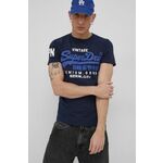 Majica kratkih rukava Superdry za muškarce, boja: tamno plava - mornarsko plava. Majica kratkih rukava iz kolekcije Superdry. Model izrađen od pletenine s tiskom.