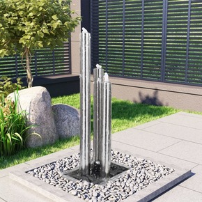 vidaXL Vrtna fontana srebrna 48 x 34 x 123 cm od nehrđajućeg čelika