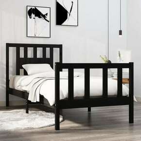 Okvir za krevet od masivnog drva crni 75 x 190 cm 2FT6 mali